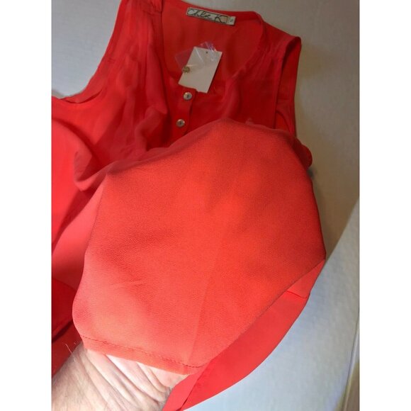 Chloe K Women's Size Small Blouse Sleeveless Sheer Button Front Coral New - Picture 12 of 12